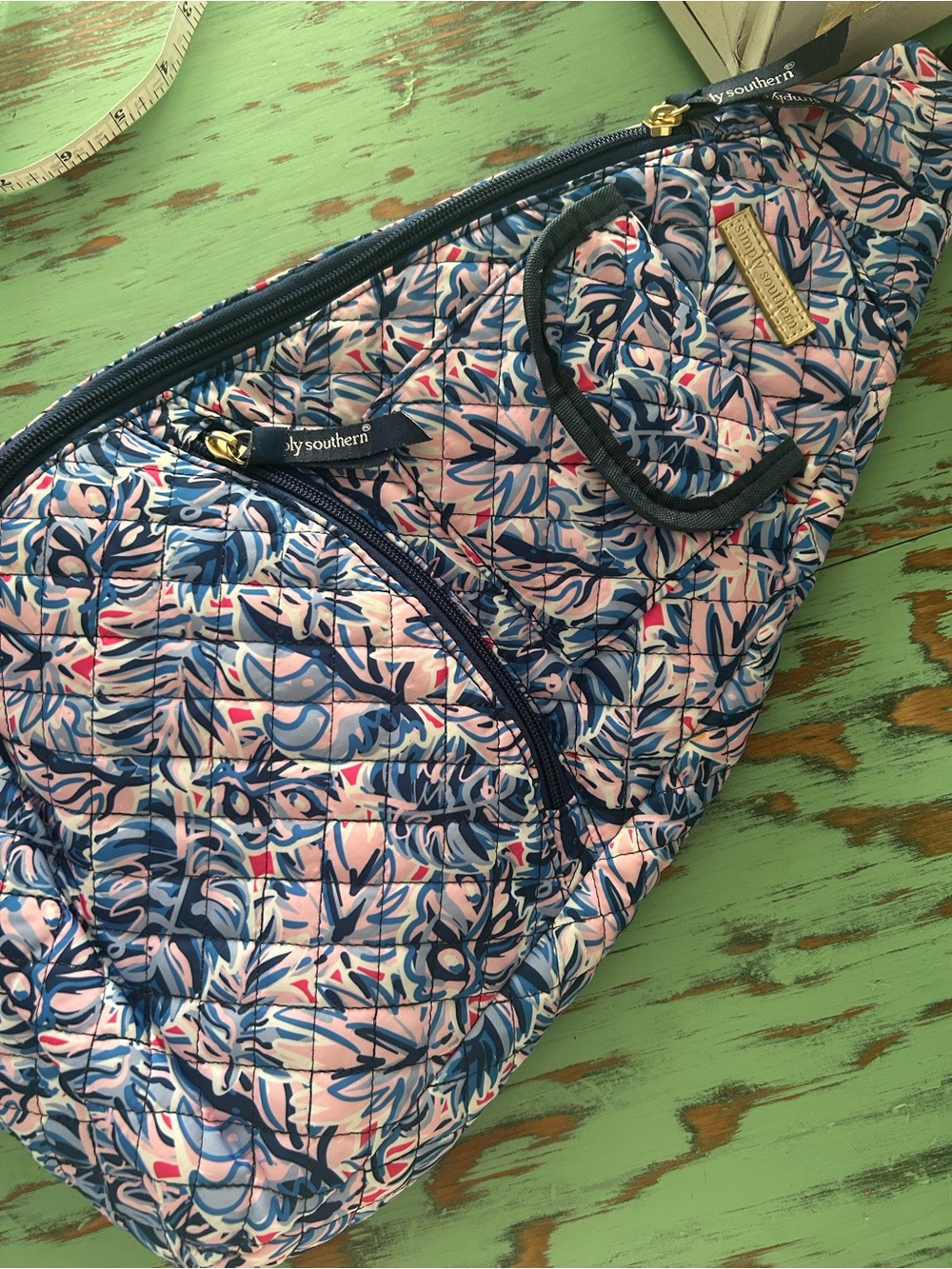 Simply Southern Quilted Crossbody in Pink and Navy Floral Print